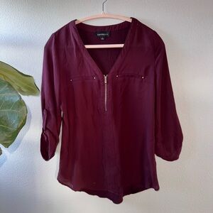 Burgundy half sleeved blouse